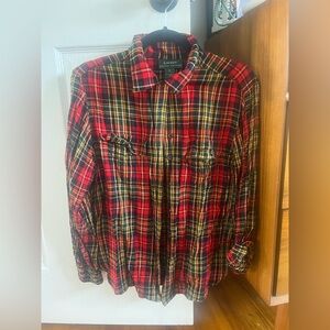Lauren Ralph Lauren Red Tartan Plaid Long Sleeve Button Down Shirt Women size 8